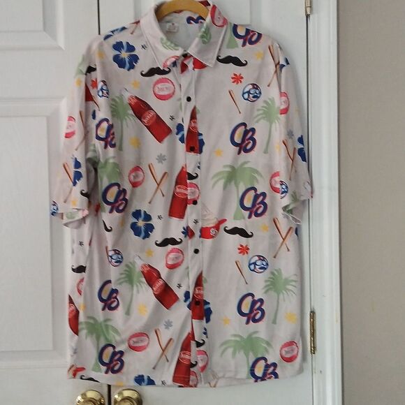 Destroyer Rocks Kannapolis Cannon Ballers Cheerwine button down shirt Sz L EUC - Picture 1 of 9